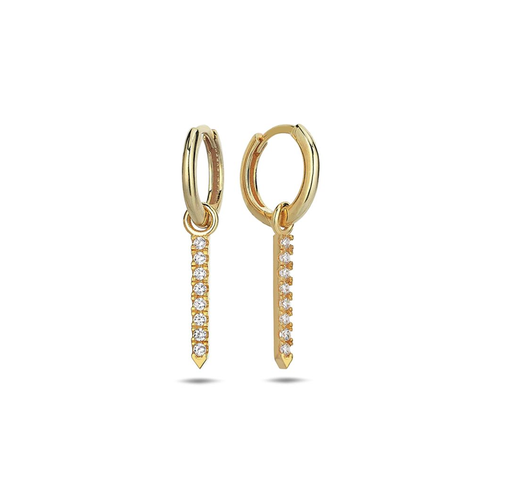 [EAR1041] ## 9Y PLAIN HUGGIE WITH CZ BAR DROP