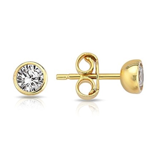 [EAR1052] ### 9Y MEDIUM CZ SET BEZEL STUD 5.0MM