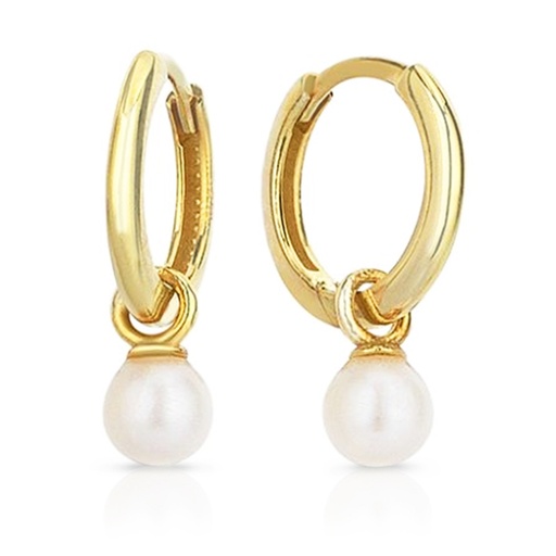 [EAR1044] 9Y PLAIN HUGGIE WITH PEARL DROP