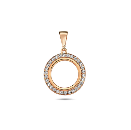 [STPD327] 9R OPEN 14.3MM CIRCLE CZ BORDER PENDANT