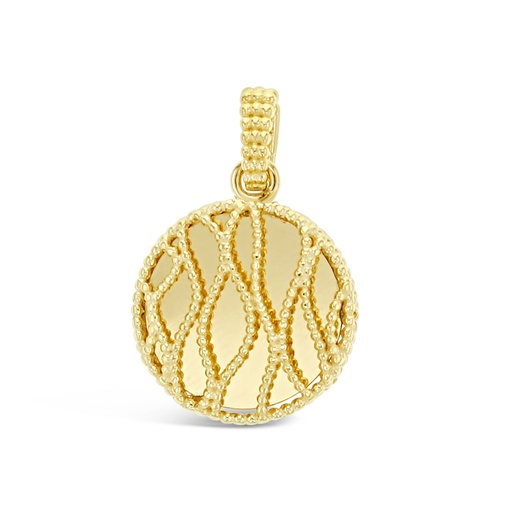 [PD112] ## 9Y MIRRORED CIRCLE WITH BEADED WAVES PENDANT