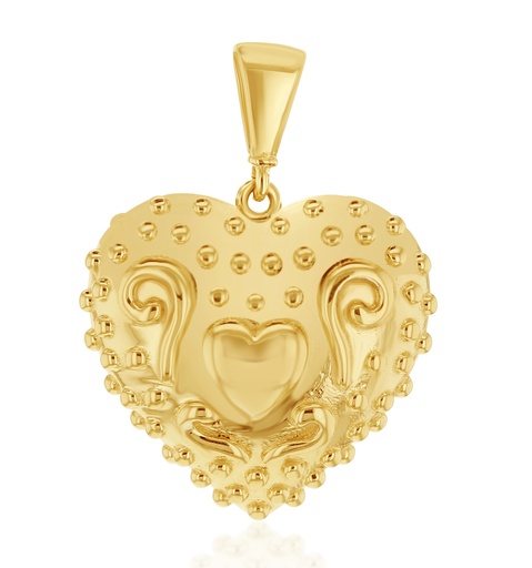 [PD119] ## 9Y PUFFY HEART WITH BEADED BALL AND HEART PATTERN PENDANT
