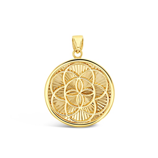 [PD113] ### 9Y MANDALA CIRCLE WITH STRIPED RIDGE BACK PENDANT