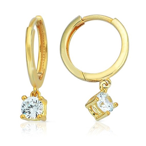 [EAR1043] 9Y PLAIN HUGGIE WITH SINGLE ROUND CZ DROP
