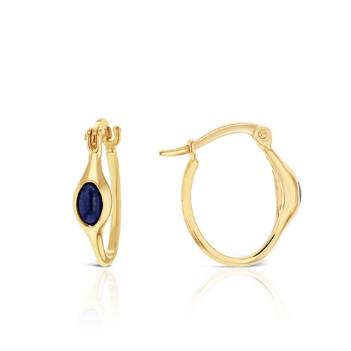 [EAR1076] ## 9Y FINE HOOP WITH BUBBLE STONE - BLUE LAPIS