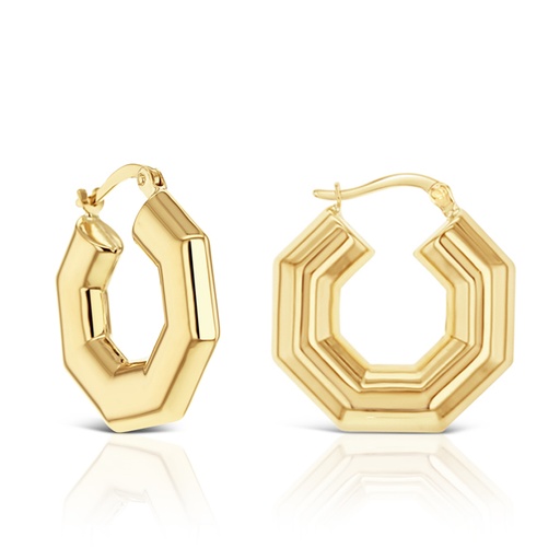 [EAR1069] ### 9Y PUFFY OCTAGONAL GEOMETRIC HOOP 22MM