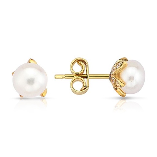 [EAR1048] ## 9Y PEARL STUD 7MM WITH CZ BASE
