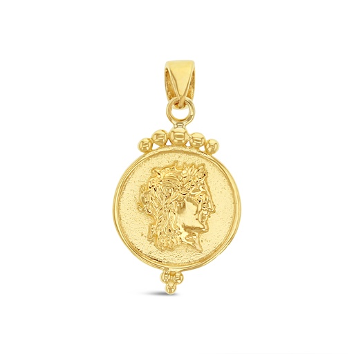 [PD111] ## 9Y COIN WITH HEAD AND TOP AND BOTTOM BEADS PENDANT