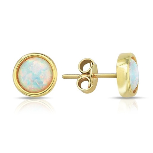 [EAR1049] 9Y PLAIN BEZEL 7MM OPAL STUD