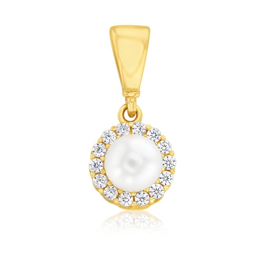 [STPD338] 9Y 4MM PEARL WITH CZ BORDER PENDANT