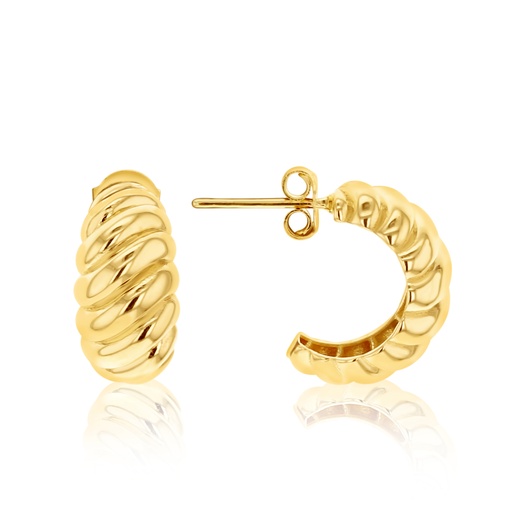 [EAR1085] 9Y SCALLOPED HALF CURVED STUD