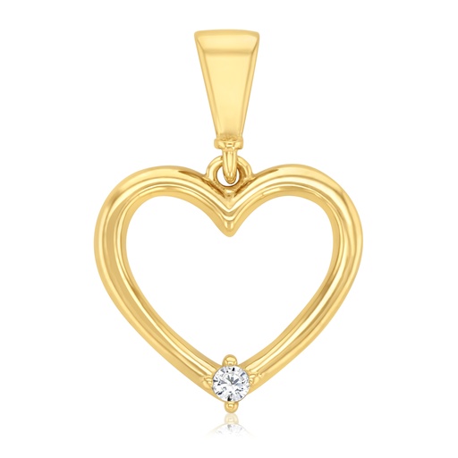 [STPD335] 9Y OPEN HEART SMOOTH BORDER WITH 1 CZ PENDANT
