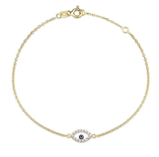 [BB160] ## 9Y CHAIN WITH EVIL EYE CZ BORDER BRACELET