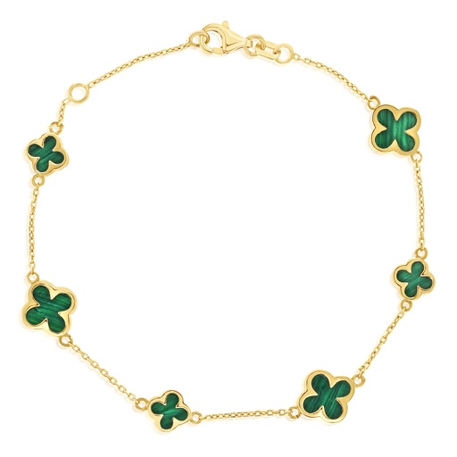 [BB185] 9Y ALTERNATING CHAIN WITH GREEN CLOVER BRACELET