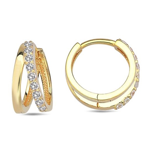 [EAR1023] 9Y CZ SET DOUBLE BAR HUGGIE