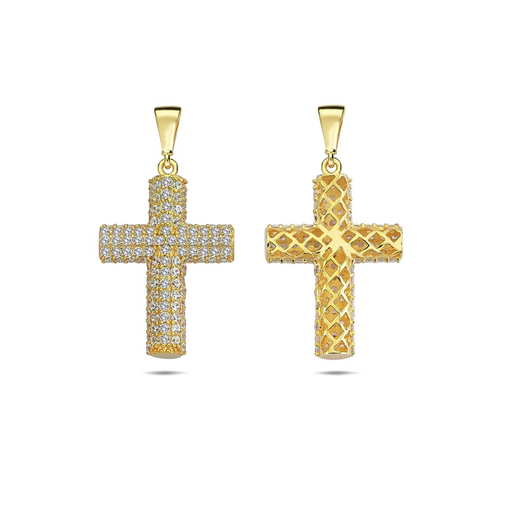 [STRCP64] ## 9Y CYLINDER CROSS WITH CZ FRONT PENDANT