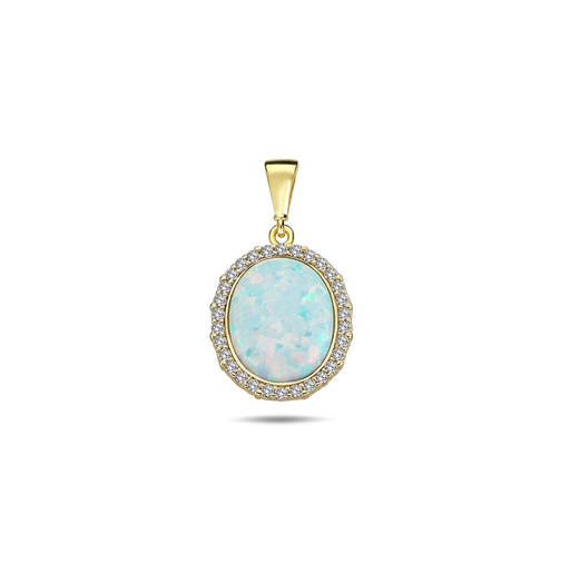 [STPD337] ## 9Y DOMED OVAL OP WITH CZ BORDER PENDANT