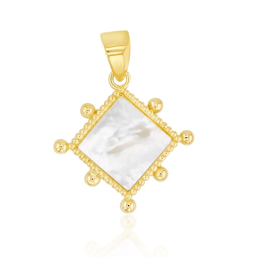 [PD117] ### 9Y M.O.P DIAMOND WITH BEADED BALL BORDER PENDANT