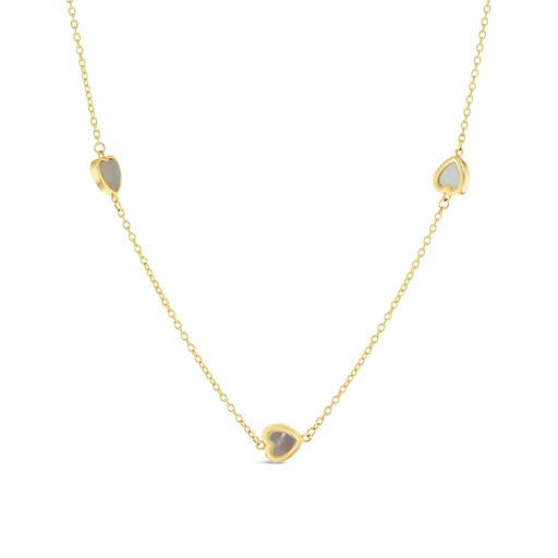 [BB164] ## 9Y CHAIN WITH M.O.P PEARL HEARTS NECKLACE
