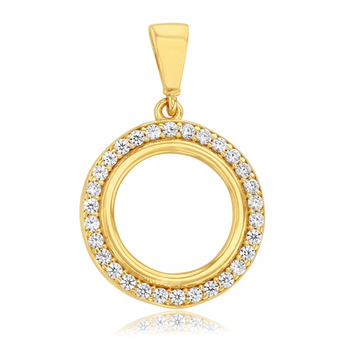 [STPD325] 9Y OPEN 14.3MM CIRCLE CZ BORDER PENDANT