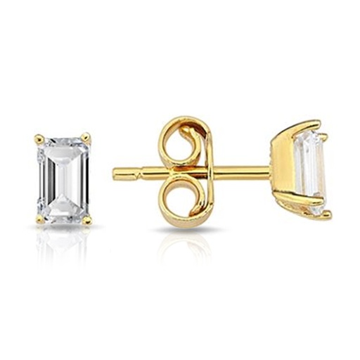 [EAR1055] 9Y MINI RECTANGULAR CRISS CUT BAGUETTE STUD 2.5MM