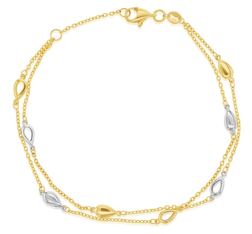 [BB165] ## 9Y DOUBLE CHAIN WITH9Y AND9W TEARDROPS BRACELET