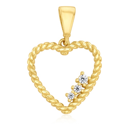 [STPD334] 9Y OPEN HEART ROPE BORDER WITH 3 CZ PENDANT