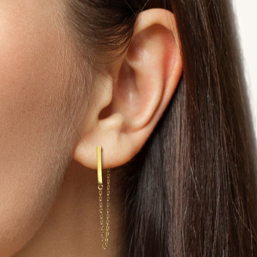 [EAR1035] ### 9Y VERTICAL PLAIN BAR WITH CHAIN DROP
