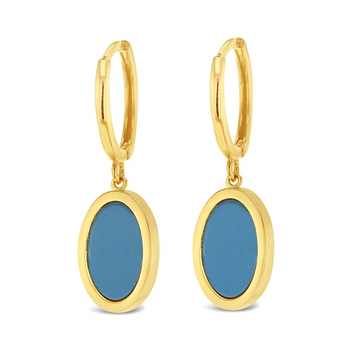 [EAR962] ## 9Y OVAL TURQ DROP HUGGIE