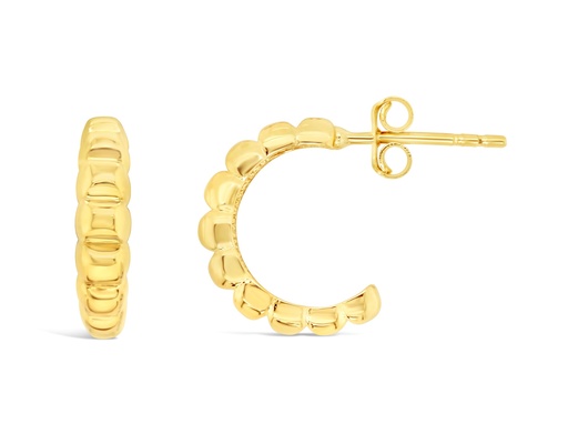 [EAR1118] ### 9Y BUBBLE RIDGED HALF HOOP STUD
