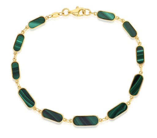 [BB205] ## 9Y GRADUATED OVAL MALACHITE BAR BRACELET