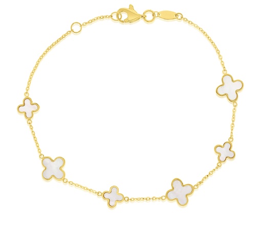 [BB207] 9Y ALTERNATING CHAIN WITH M.O.P. CLOVER BRACELET