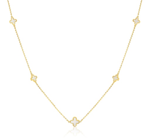 [BB208] 9Y ALTERNATING CHAIN WITH M.O.P. CLOVER NECKLACE