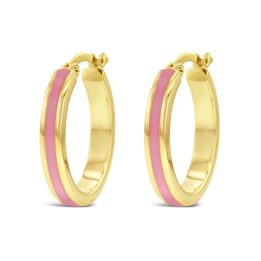 [EAR959] ## 9Y 15MM PINK ENAMEL HOOP