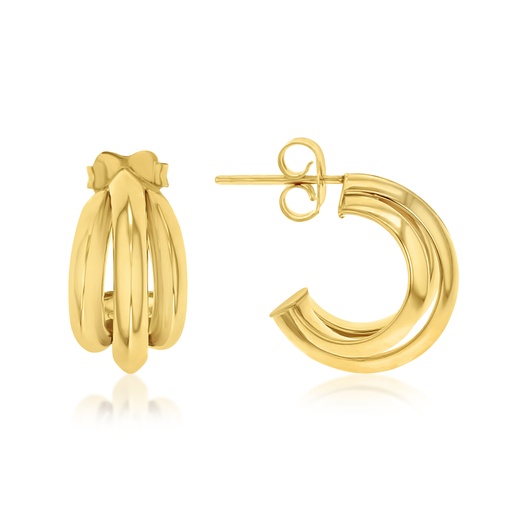 [EAR1177] ### 9Y TRIPLE KNIFE EDGE STUD HOOP