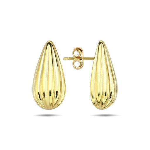 [EAR1181] 9Y RIDGED TEARDROP STUD