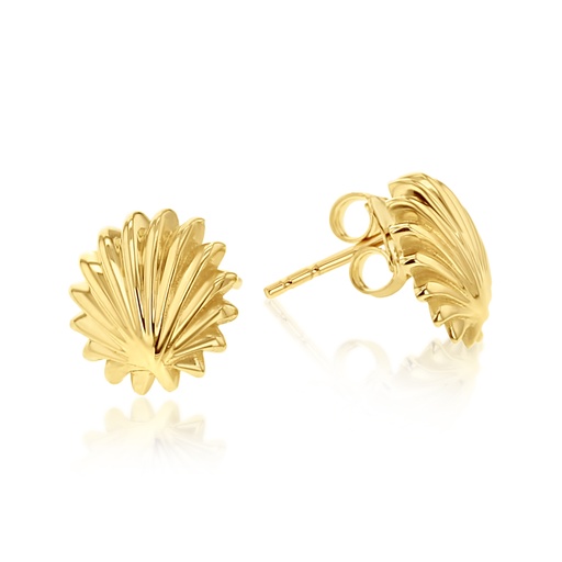 [EAR1209] 9Y SEASHELL / RIDGED CIRCULAR STUD EARRING