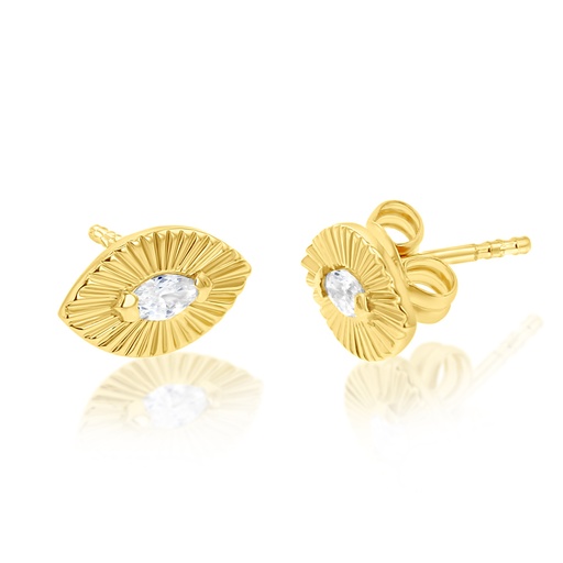 [EAR1213] 9Y RIPPLE RIDGED MARQUISE CZ STUD EARRING