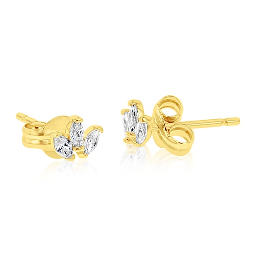 [EAR1219] 9Y CZ TRIPLE MARQUISE STUD EARRING