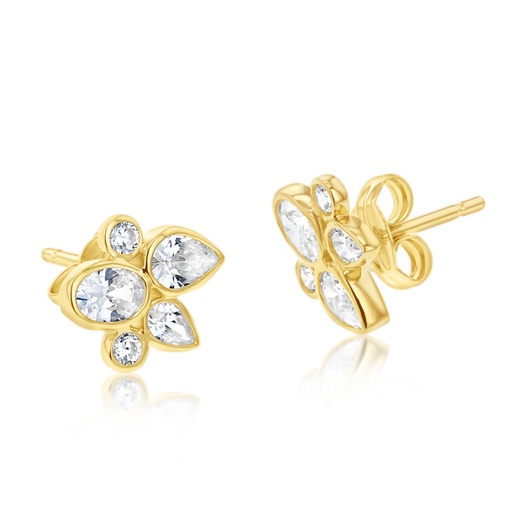 [EAR1227] 9Y MULTI CZ BEZEL CLUSTER STUD EARRINGS