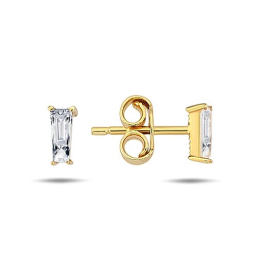 [EAR1232] ### 9Y CZ TAPERED BAGUETTE STUD EARRING