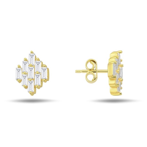 [EAR1233] 9Y MINI CZ BAGUETTE CLUSTER STUD EARRING
