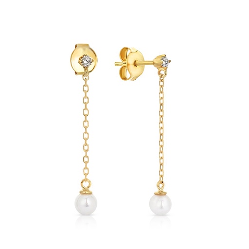 [EAR1236] ## 9Y PEARL DROP CZ STUD EARRING