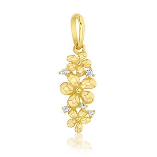 [STPD357] 9Y TRIPLE DAISY DROP PENDANT WITH CZ