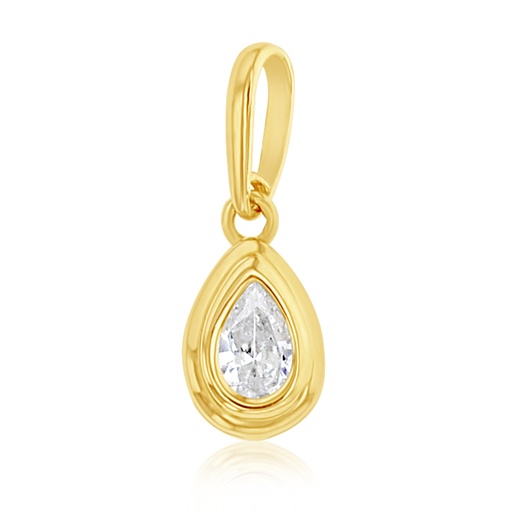 [STPD358] 9Y DOUBLE RIDGED TEARDROP CZ BEZEL PENDANT