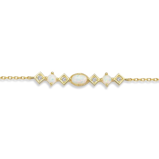 [BB221] 9Y OPAL AND CZ FANCY BAR BRACELET