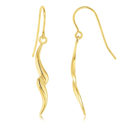 [EAR1248] 9Y FANCY LONG WAVEY DROP 