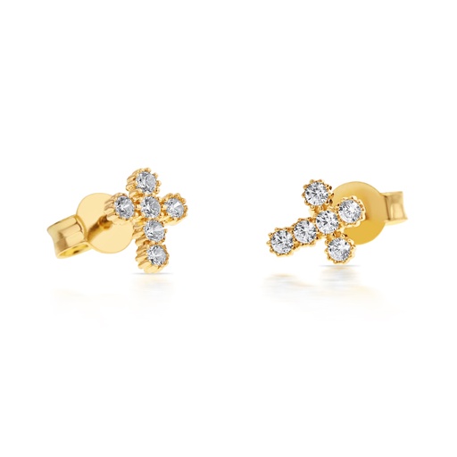 [EAR744] ## 9Y CZ SET MINI CROSS STUD