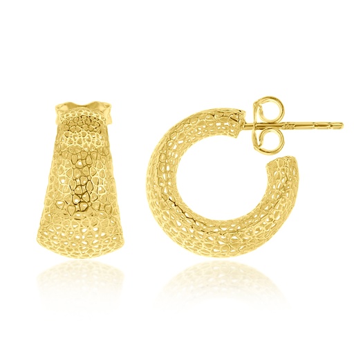 [EAR1253] 9Y HOLLOWED OUT FLORAL CAGE STUD HOOP