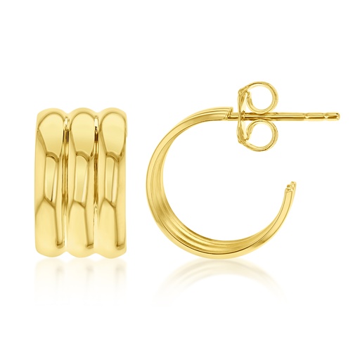 [EAR1255] 9Y WIDE TRIPLE HOOP STUD EARRING